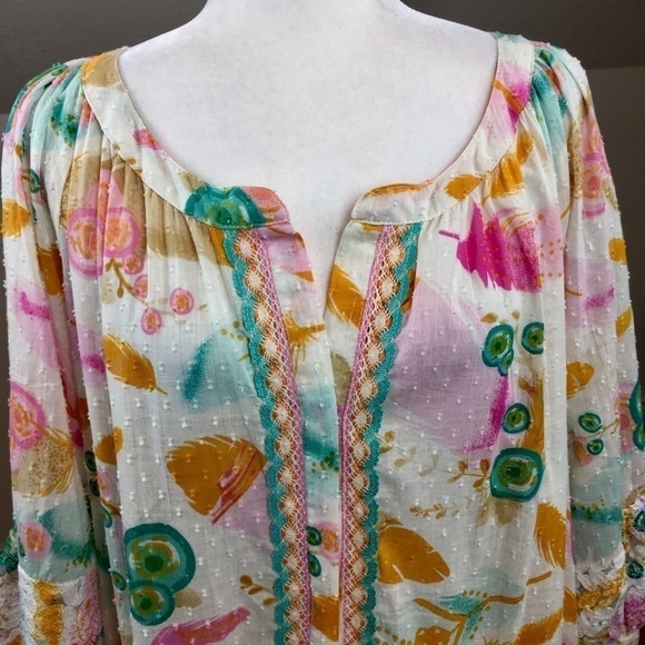 Vintage Y2K Bohemian Drop Waist Cotton Midi Dress - Picture 7 of 16